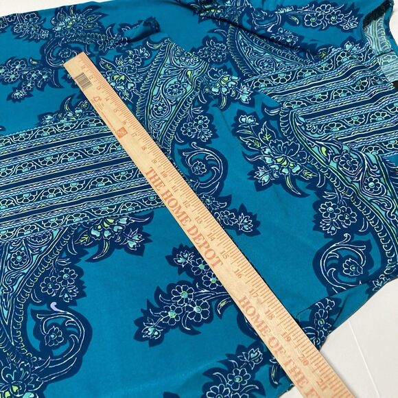 Bob Mackie Tunic Top Womens 1X Blue Paisley Long Sleeve Wearable Art - Picture 8 of 10